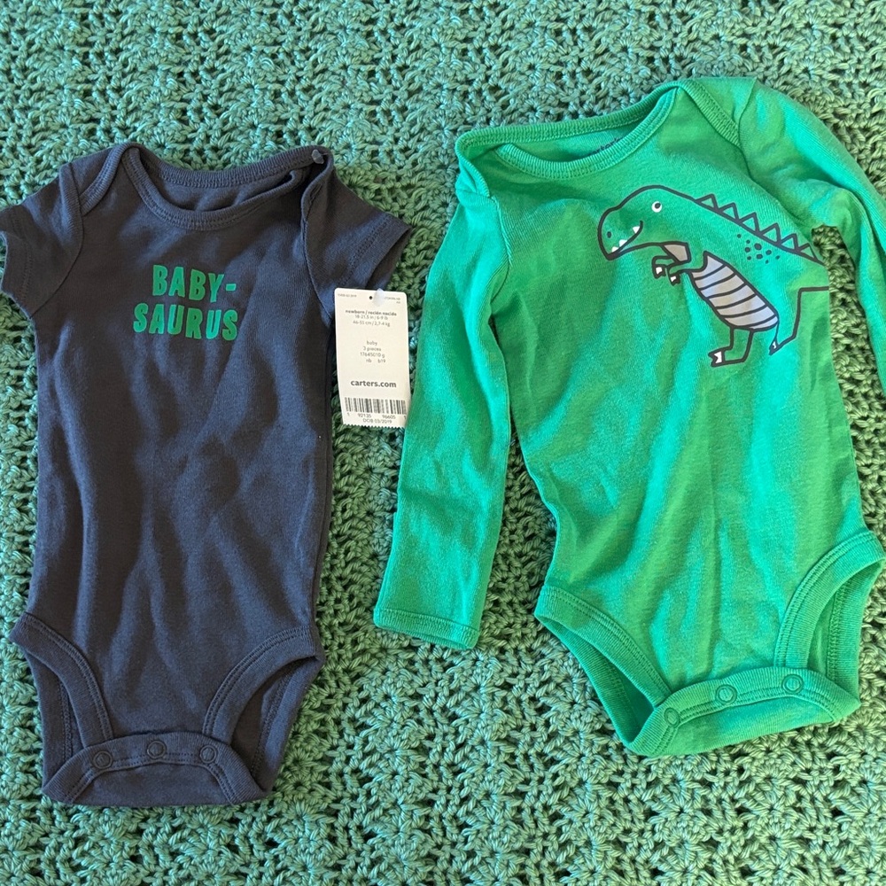 Carter's Green and Gray Dinosaur Set